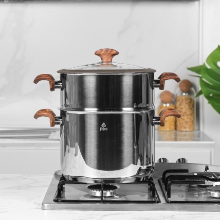 Couscoussier 6L 22 cm Inox 18/10 Manche Effet Bois - Falez