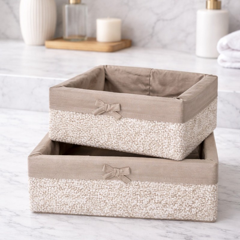 Set de 2 Paniers de Rangement avec Tissu