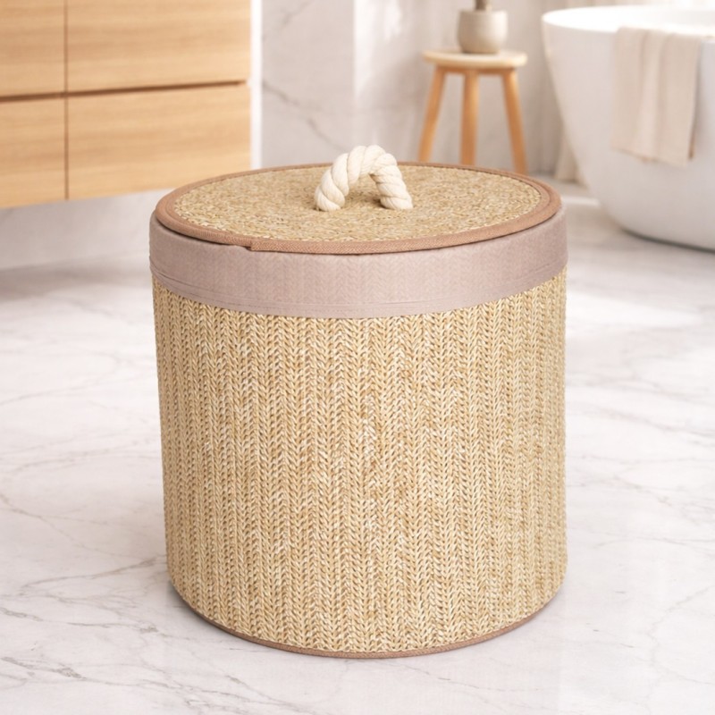 Panier à Linge Rond 26×25 cm Tressé en Corde