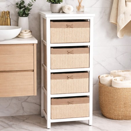 Set de 4 Paniers de Rangement avec Support 94x34 cm