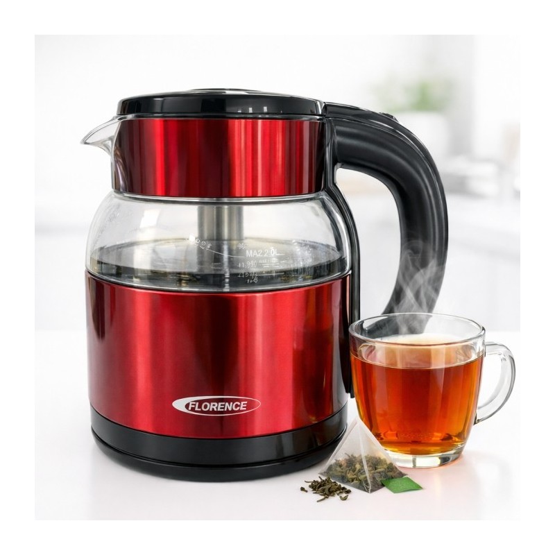 Bouilloire Électrique 1500W 2L Rouge - Florence HK-464