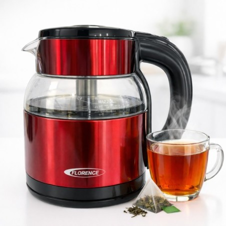 Bouilloire Électrique 1500W 2L Rouge - Florence HK-464