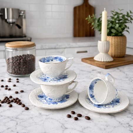 Service à Café Noir en Porcelaine 12 Pièces