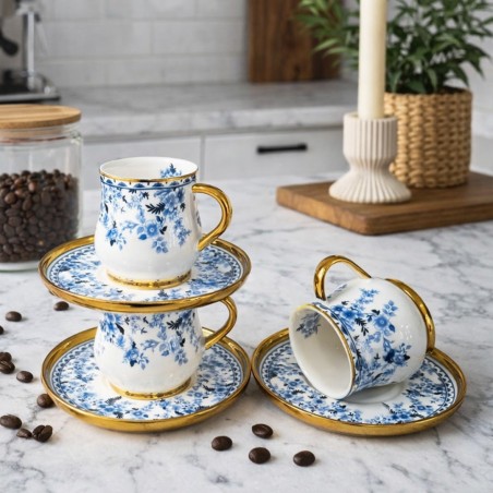 Service à Café au Lait en Porcelaine 12 Pièces