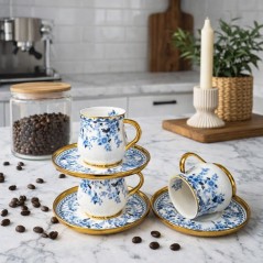 Service à Café Noir en Porcelaine 12 Pièces