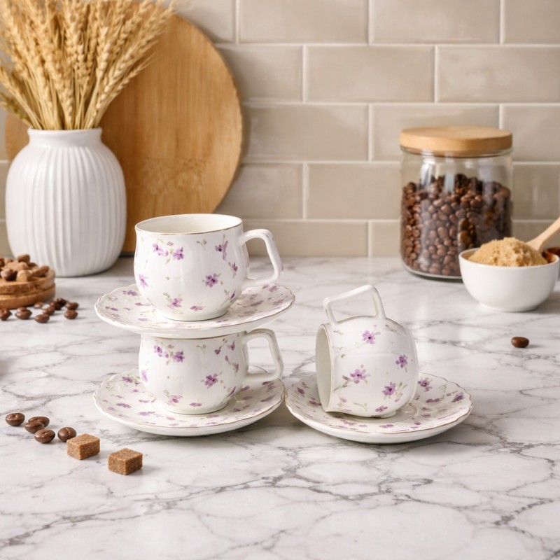 Service à Café au Lait en Porcelaine 12 Pièces