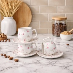 Service à Café Noir en Porcelaine 12 Pièces