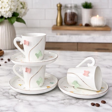 Service à Café au Lait en Porcelaine 12 Pièces