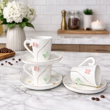 Service à Café Noir en Porcelaine 12 Pièces