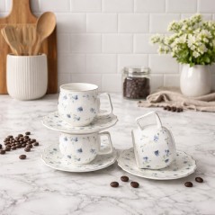 Service à Café Noir en Porcelaine 12 Pièces