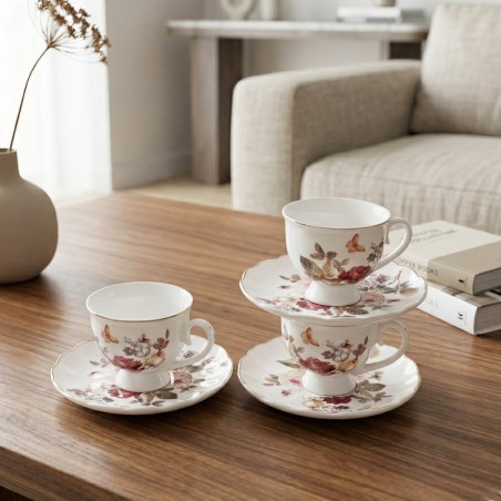 Service à Café Noir en Porcelaine 12 Pièces