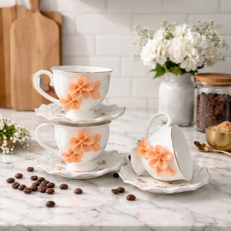 Service à Café au Lait en Porcelaine 12 Pièces