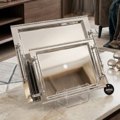 Set de 2 Plateaux Rectangulaires en Inox 18/10