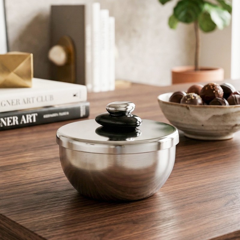Bonbonnière en Inox Ø 11 cm avec Couvercle