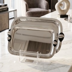 Set de 2 Plateaux Rectangulaires en Inox 18/10