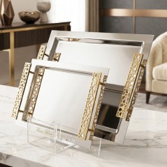 Set de 2 Plateaux Rectangulaires en Inox 18/10