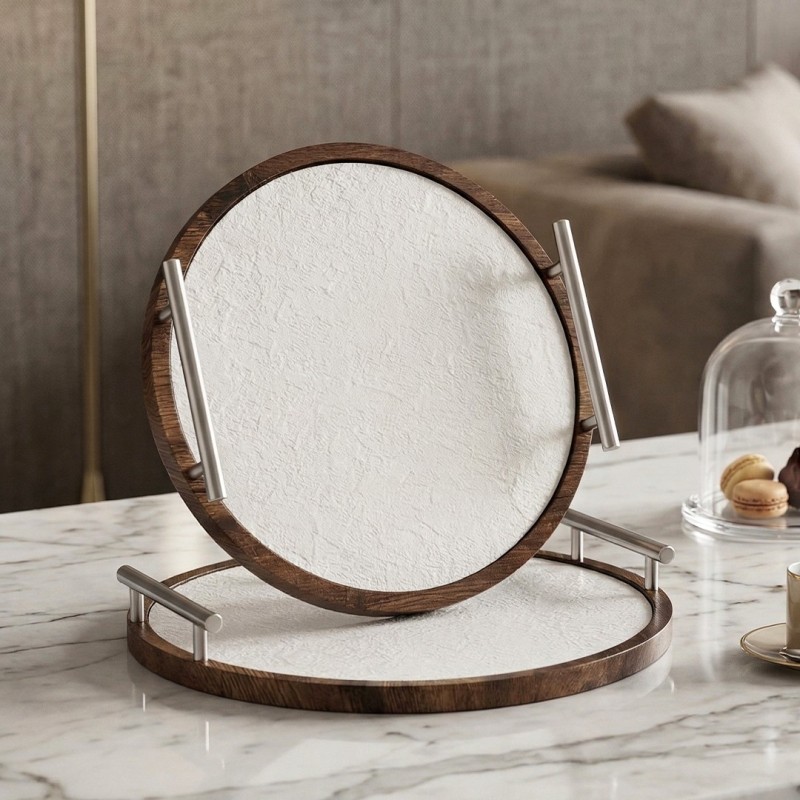 Set de 2 Plateaux Ronds en Bois Set de 2 Plateaux Ronds en Bois