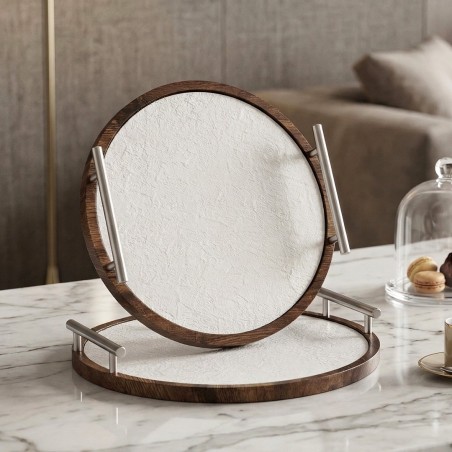 Set de 2 Plateaux Ronds en Bois