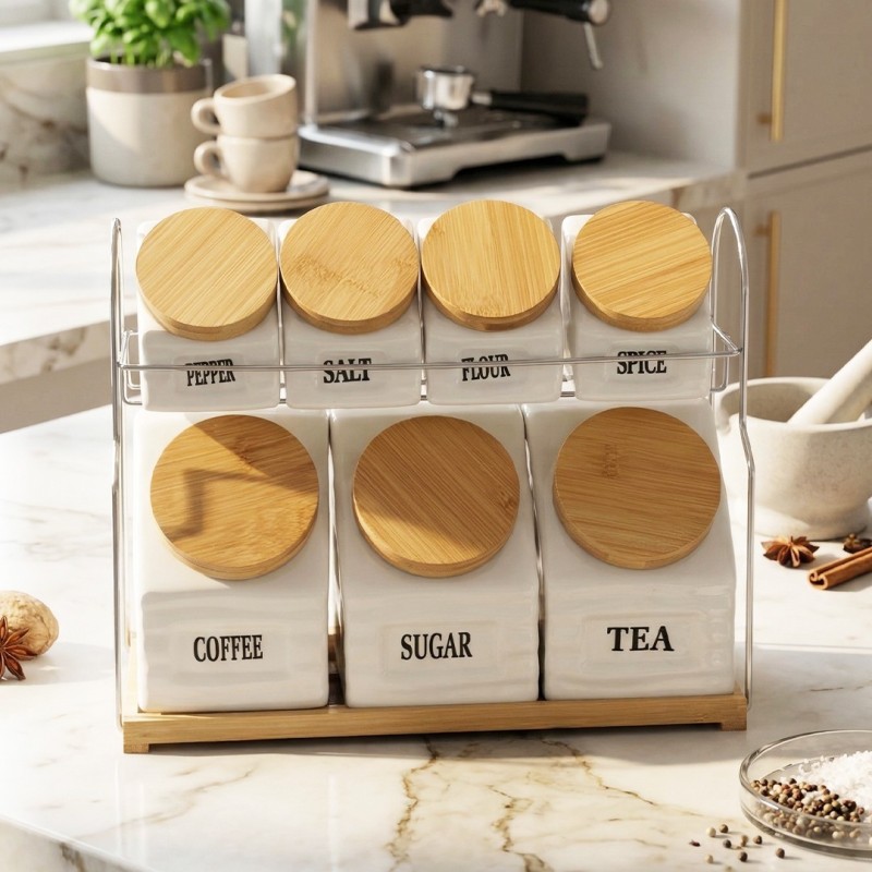 Set Porte Épices avec Support 7 Pièces M4