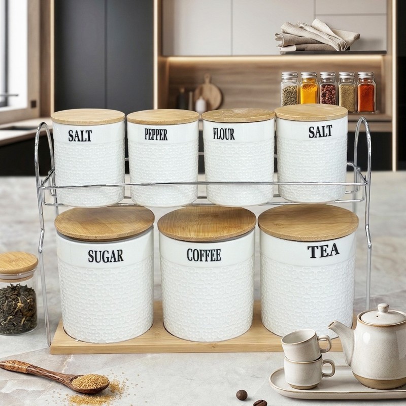 Set Porte Épices avec Support 7 Pièces