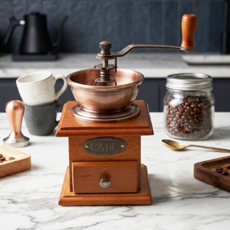 Moulin à Café Manuel Vintage en Bois & Métal Grand