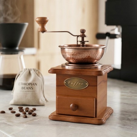 Moulin à Café Manuel Vintage en Bois & Métal Grand