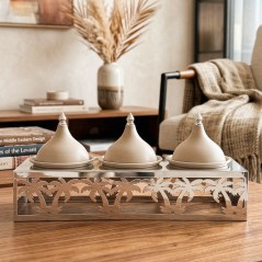 Set 3 Bonbonnières avec Support 37 cm en Métal