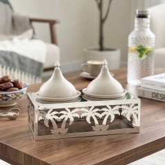 Set 2 Bonbonnières avec Support 25 cm en Métal