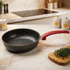 Sauteuse en Granite 24 cm Noir Rouge - MCS