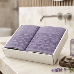 LOT DE DOUCHE 2PCS MAUVE FONCE 