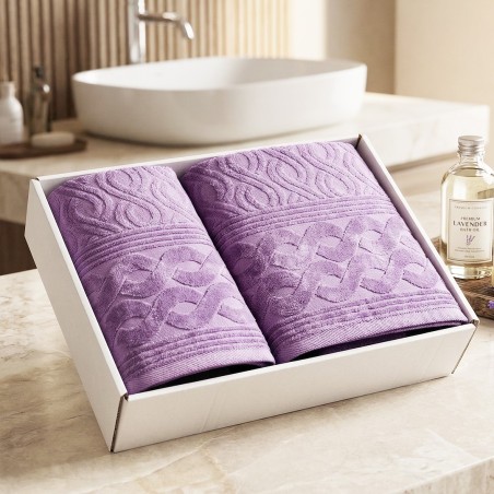 Set Serviettes de Bain 2 Pièces - Violet Clair