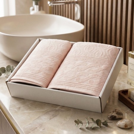 LOT DE DOUCHE 2PCS ROSE CLAIR  