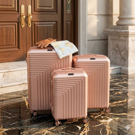 Série de 3 Valises Incassable en ABS Rose - ABM