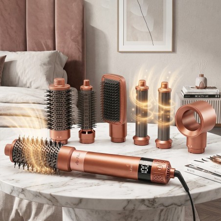 Brosse Cheveux Styler 1300W 6en1 Marron - Lexical LAS-5255-6