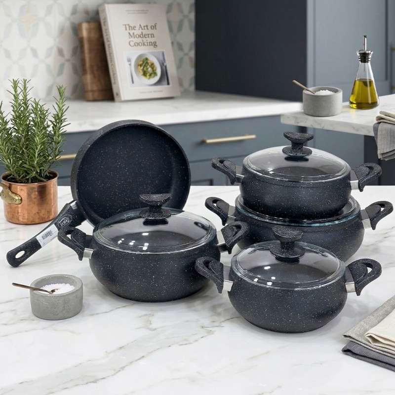 Batterie de Cuisine en Granite 9 Pièces - ABM Batterie de Cuisine en Granite 9 Pièces - ABM