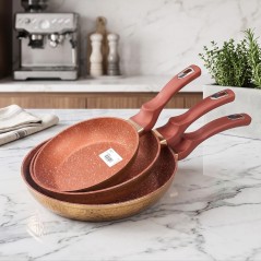 Set 3 Poêles en Granite Effet Cuivré