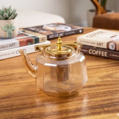 Théière en Verre 1000ML Martelée Miel