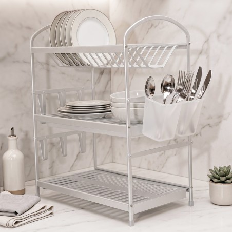 Égouttoir à Vaisselle 3 Niveaux en Aluminium