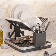 Égouttoir à Vaisselle 2 Niveaux en Aluminium Argent