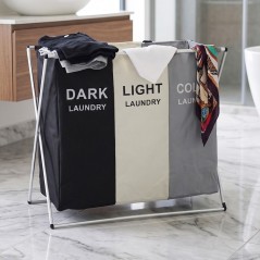 Panier à Linge Triple Compartiment – Dark & Light