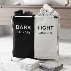 Panier à Linge Double Compartiment – Dark & Light