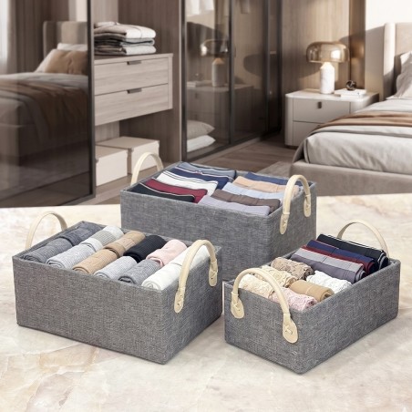 Lot de 3 Paniers de Rangement avec Poignées