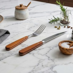 Ensemble Couteau et Fourchette à Manche en Bois