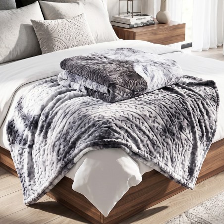 Couverture Lit 2 Places en Coton 3 Kg - Gris