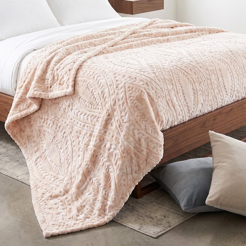 Couverture Lit 2 Places en Coton 3 Kg - Saumon