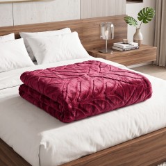 Couverture Lit 2 Places en Coton 3 Kg - Rouge