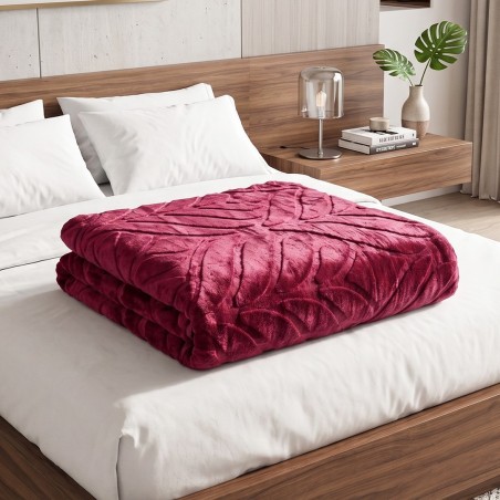 Couverture Lit 2 Places en Coton 3 Kg - Rouge