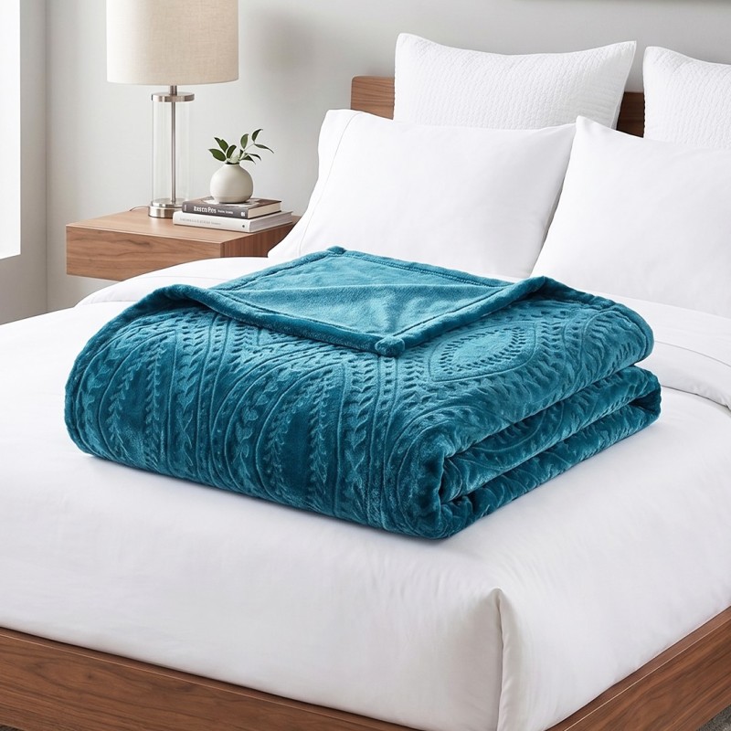 Couverture Lit 2 Places en Coton 3 Kg - Vert