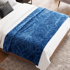 Couverture Lit 2 Places en Coton 3 Kg - Bleu