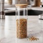 Bocal de Rangement en Verre avec Couvercle en Bois